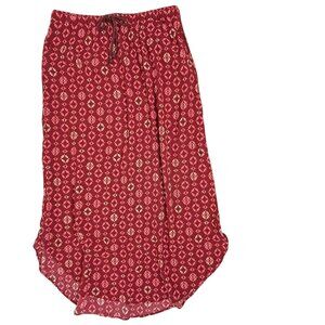 Eddie Bauer Women's Red Geometric Print Maxi Skirt Boho Hippie Size M